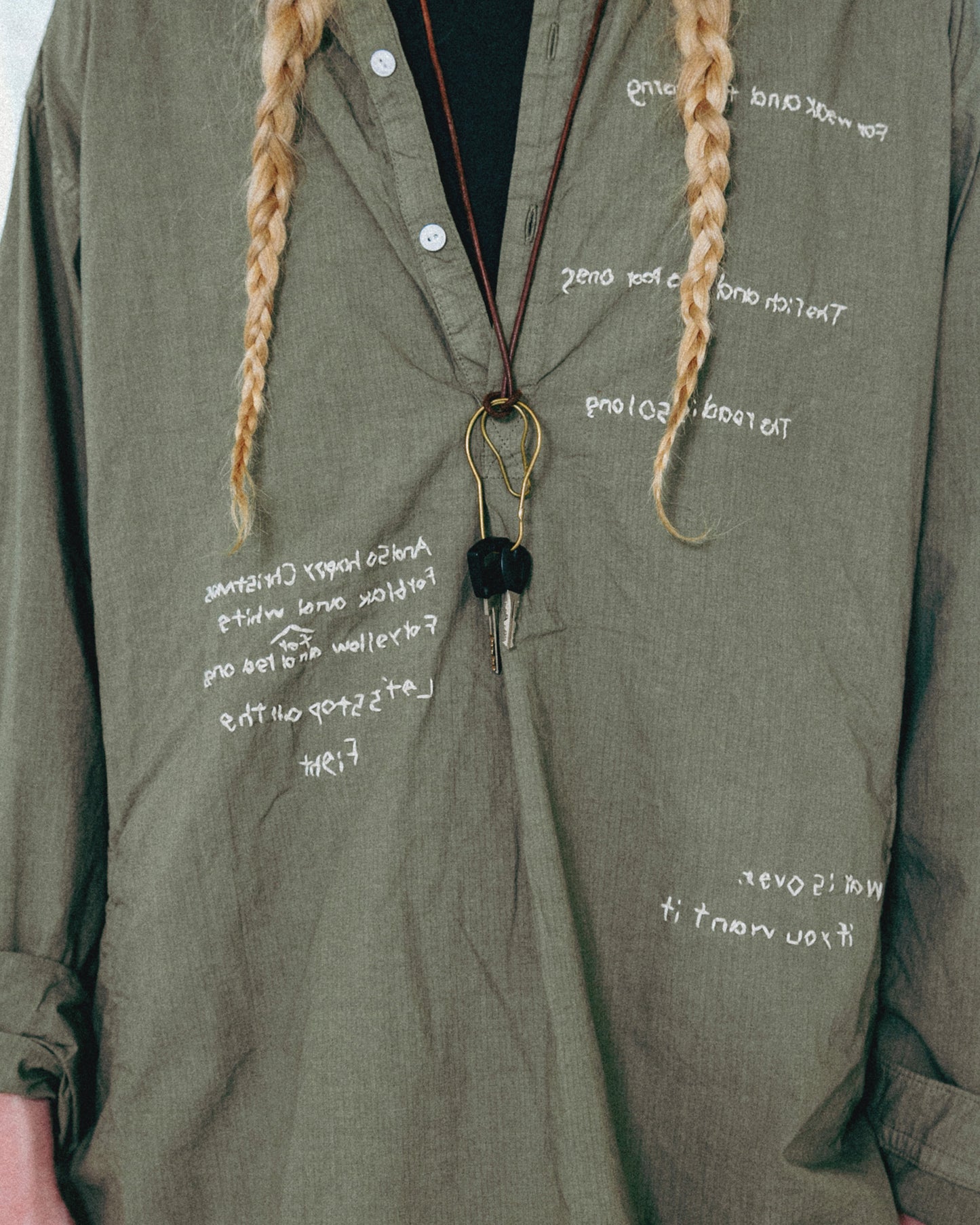 HAND-EMBROIDERED MESSAGE SHIRT (LIMITED)